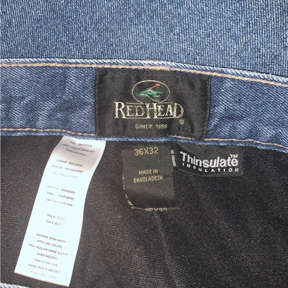 Red Head “Thinsulate Insulation” lined blue denim jeans size 36 x 32 - Picture 4 of 4